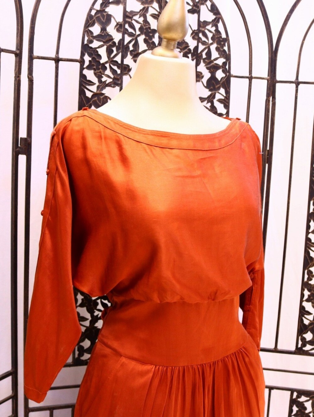 HUGO BOSS Orange Akena Silk Cotton Dress US 6 Burnt Orange - Picture 3 of 15